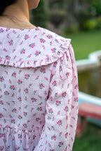 Pink Floral Vintage Oversized Collar Blouse - LIMITED EDITION