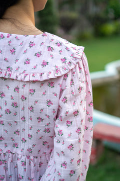 Pink Floral Vintage Oversized Collar Blouse - LIMITED EDITION