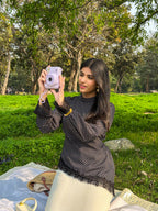 Leena Tunic Lace Top - Polka Asymmetric - Adjustable Drawstring