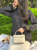 Leena Tunic Lace Top - Polka Asymmetric - Adjustable Drawstring