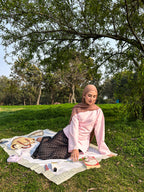 Pink Asymmetrical Top - Adjustable Drawstring