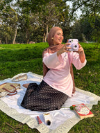 Pink Asymmetrical Top - Adjustable Drawstring