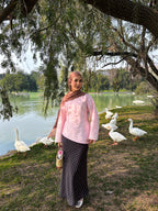 Pink Asymmetrical Top - Adjustable Drawstring