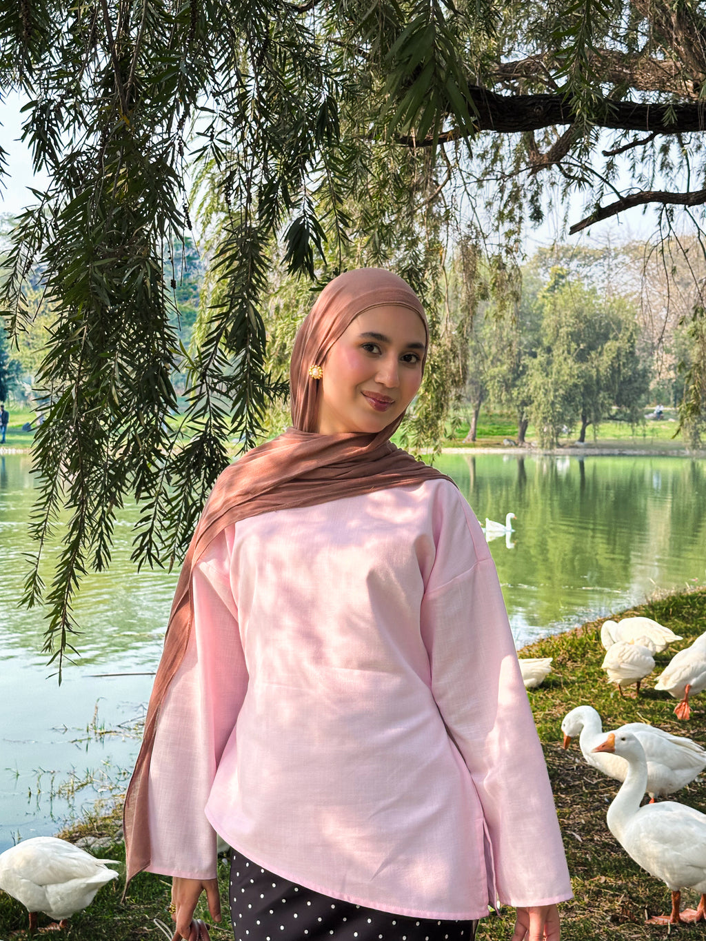 Pink Asymmetrical Top - Adjustable Drawstring