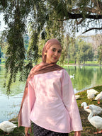 Pink Asymmetrical Top - Adjustable Drawstring