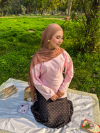 Pink Asymmetrical Top - Adjustable Drawstring