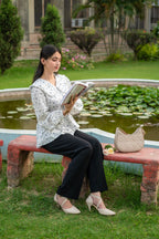 White Floral Vintage Oversized Collar Blouse - LIMITED EDITION