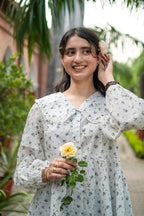 White Floral Vintage Oversized Collar Blouse - LIMITED EDITION