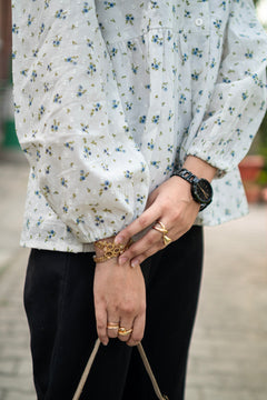 White Floral Vintage Oversized Collar Blouse - LIMITED EDITION