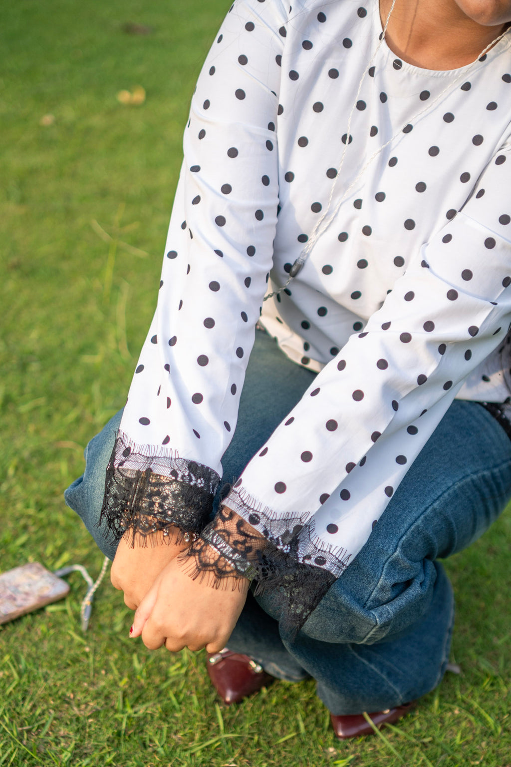 White Polka Dot - Polka Asymmetric - Adjustable Drawstring