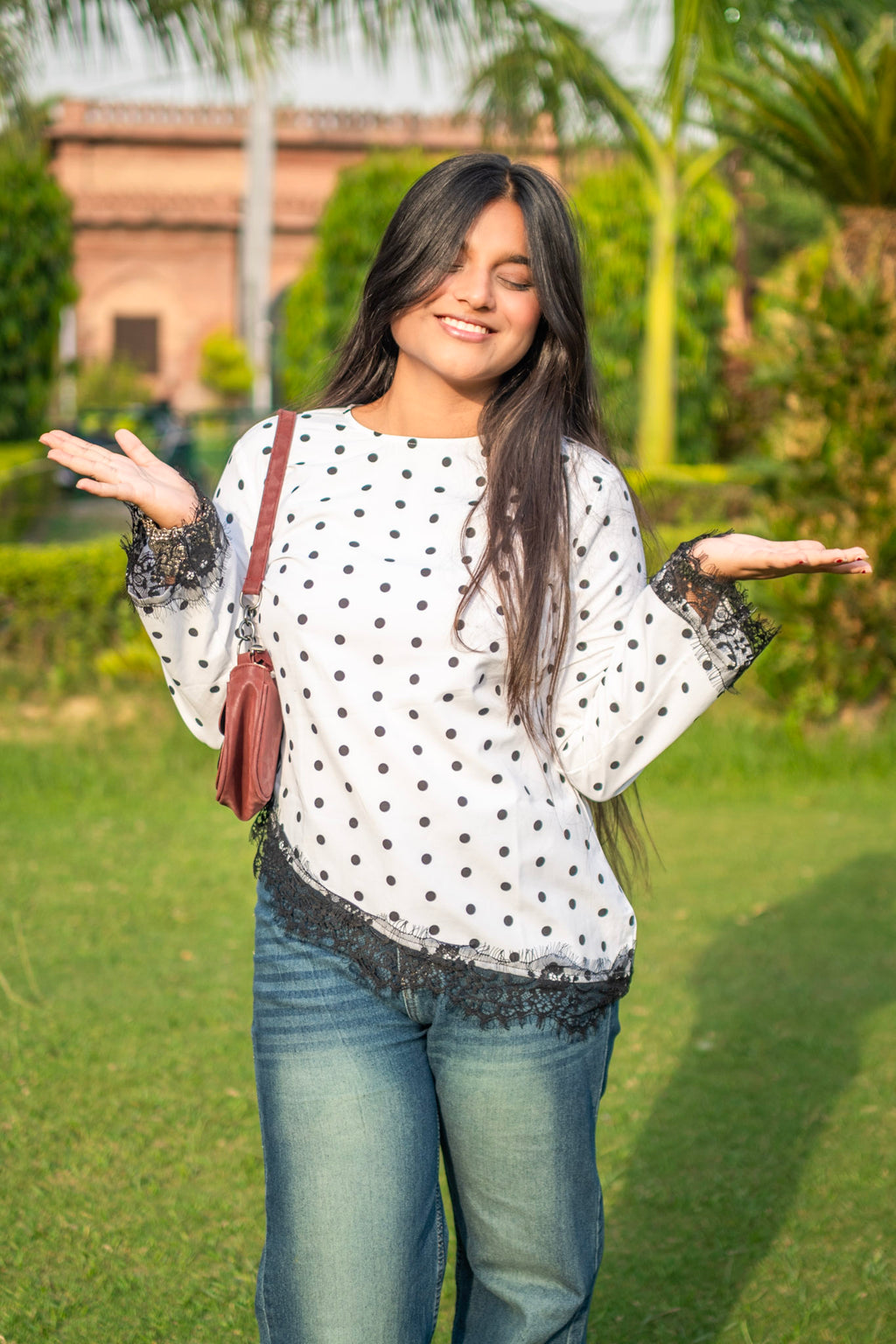 White Polka Dot - Polka Asymmetric - Adjustable Drawstring