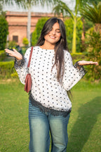White Polka Dot - Polka Asymmetric - Adjustable Drawstring
