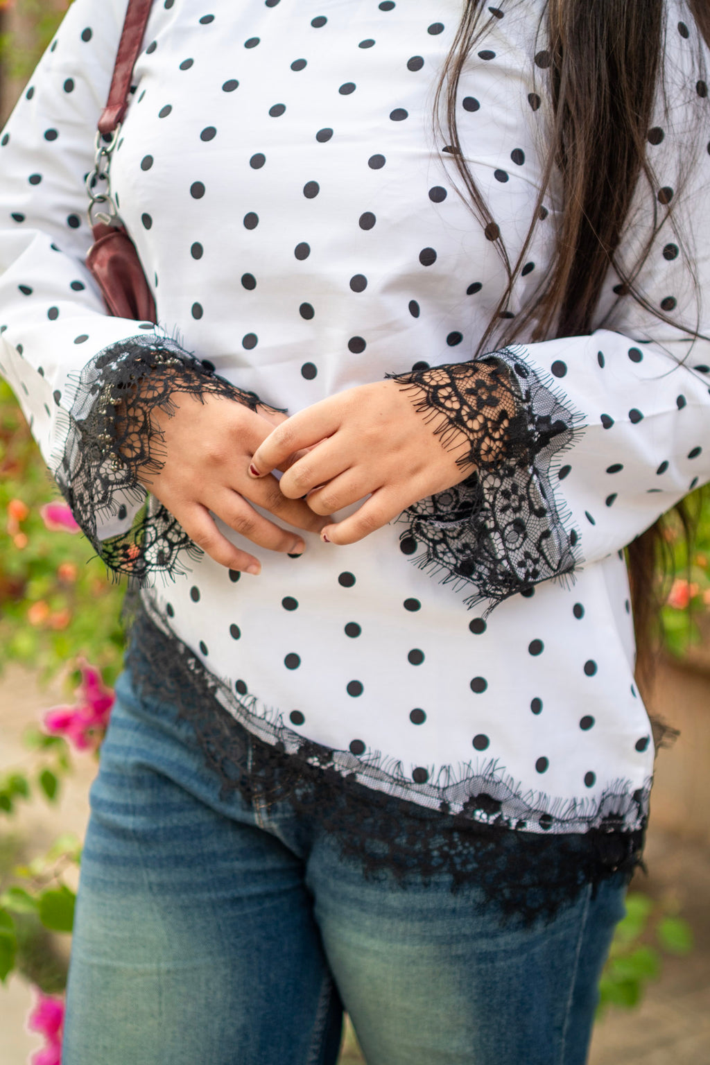 White Polka Dot - Polka Asymmetric - Adjustable Drawstring