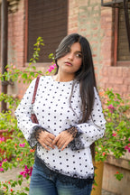 White Polka Dot - Polka Asymmetric - Adjustable Drawstring