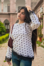 White Polka Dot - Polka Asymmetric - Adjustable Drawstring
