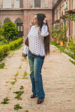 White Polka Dot - Polka Asymmetric - Adjustable Drawstring