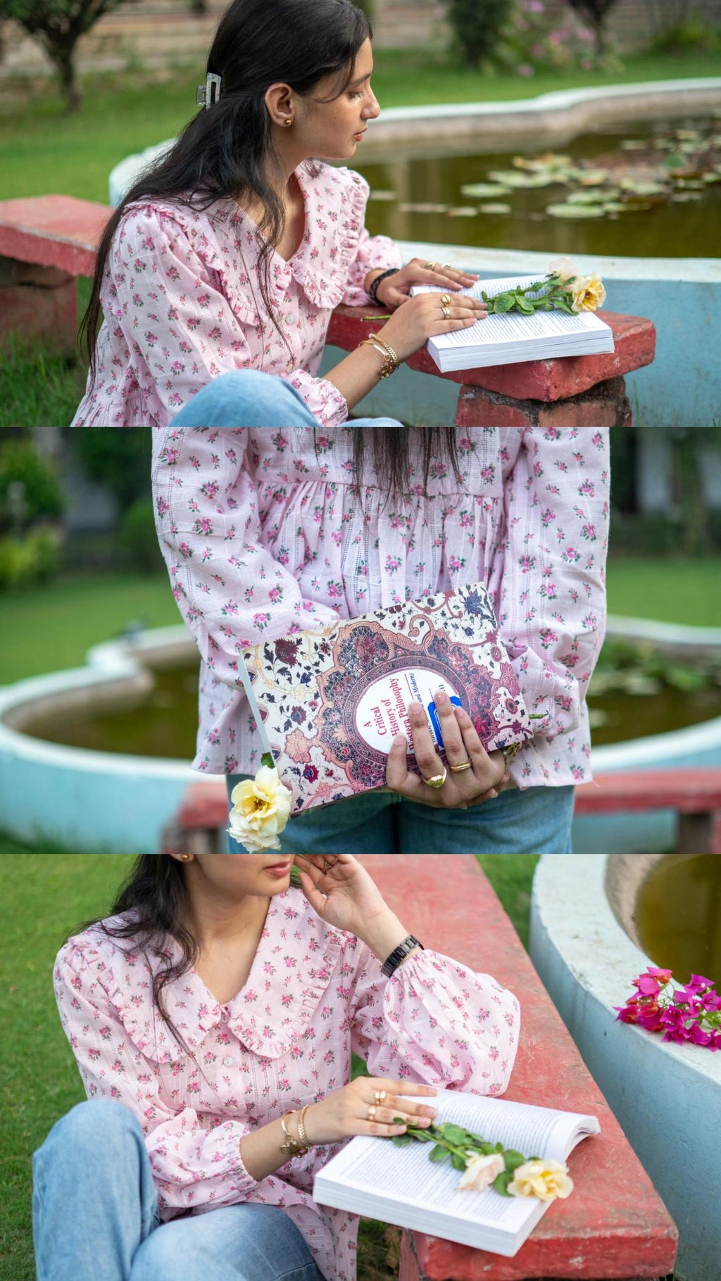 Pink Floral Vintage Oversized Collar Blouse - LIMITED EDITION