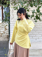 Butter Yellow Asymmetrical Top - Adjustable Drawstring