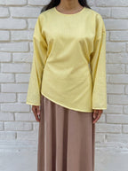 Butter Yellow Asymmetrical Top - Adjustable Drawstring