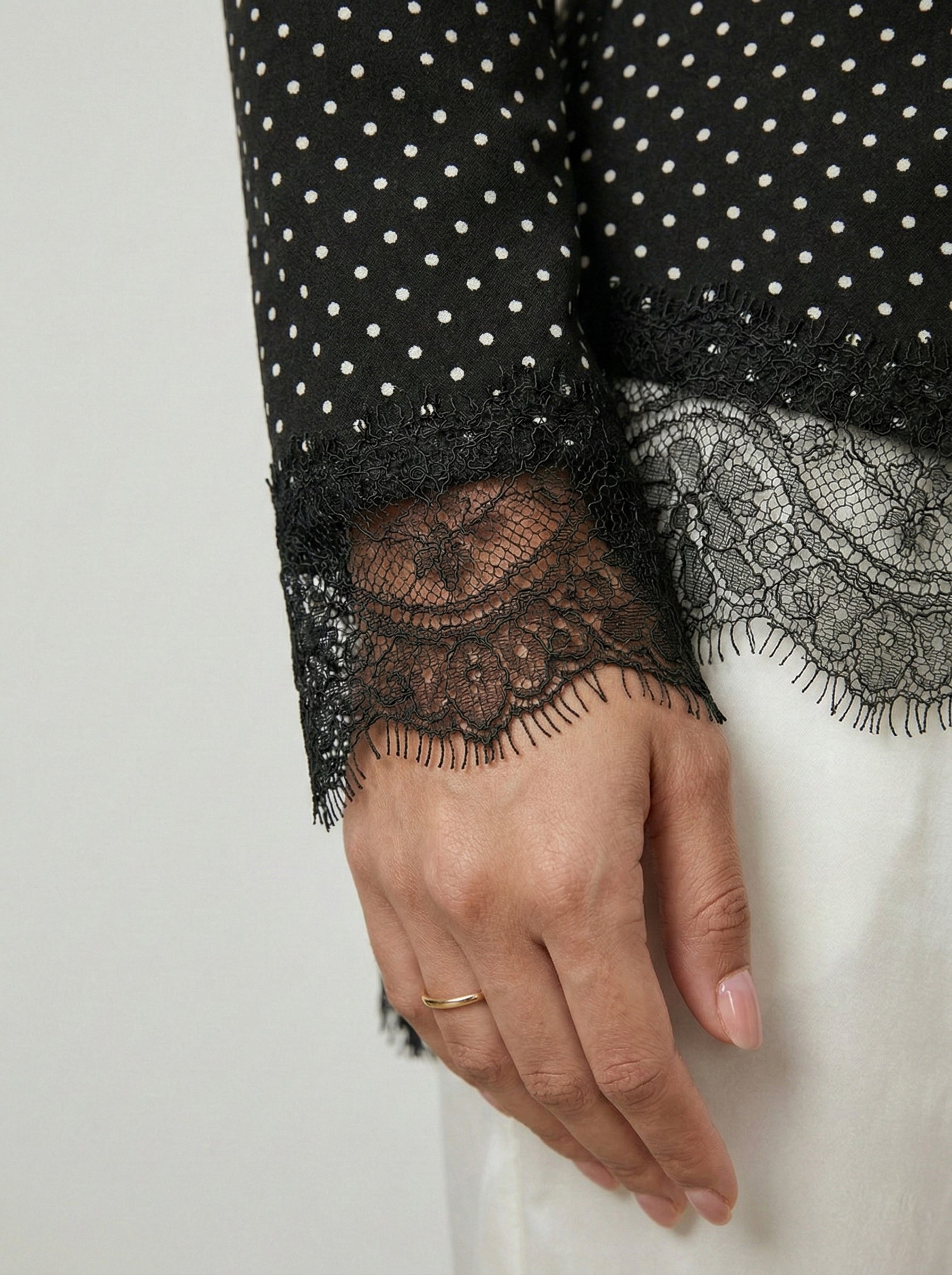 Leena Tunic Lace Top - Polka Asymmetric - Adjustable Drawstring