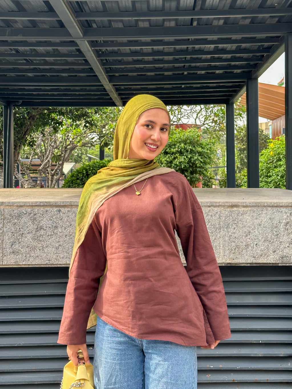 Brown Asymmetrical Top - Adjustable Drawstring