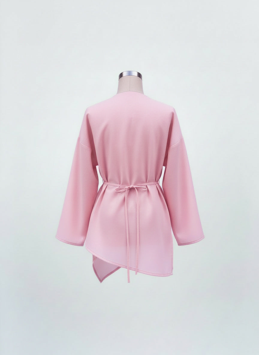 Pink Asymmetrical Top - Adjustable Drawstring