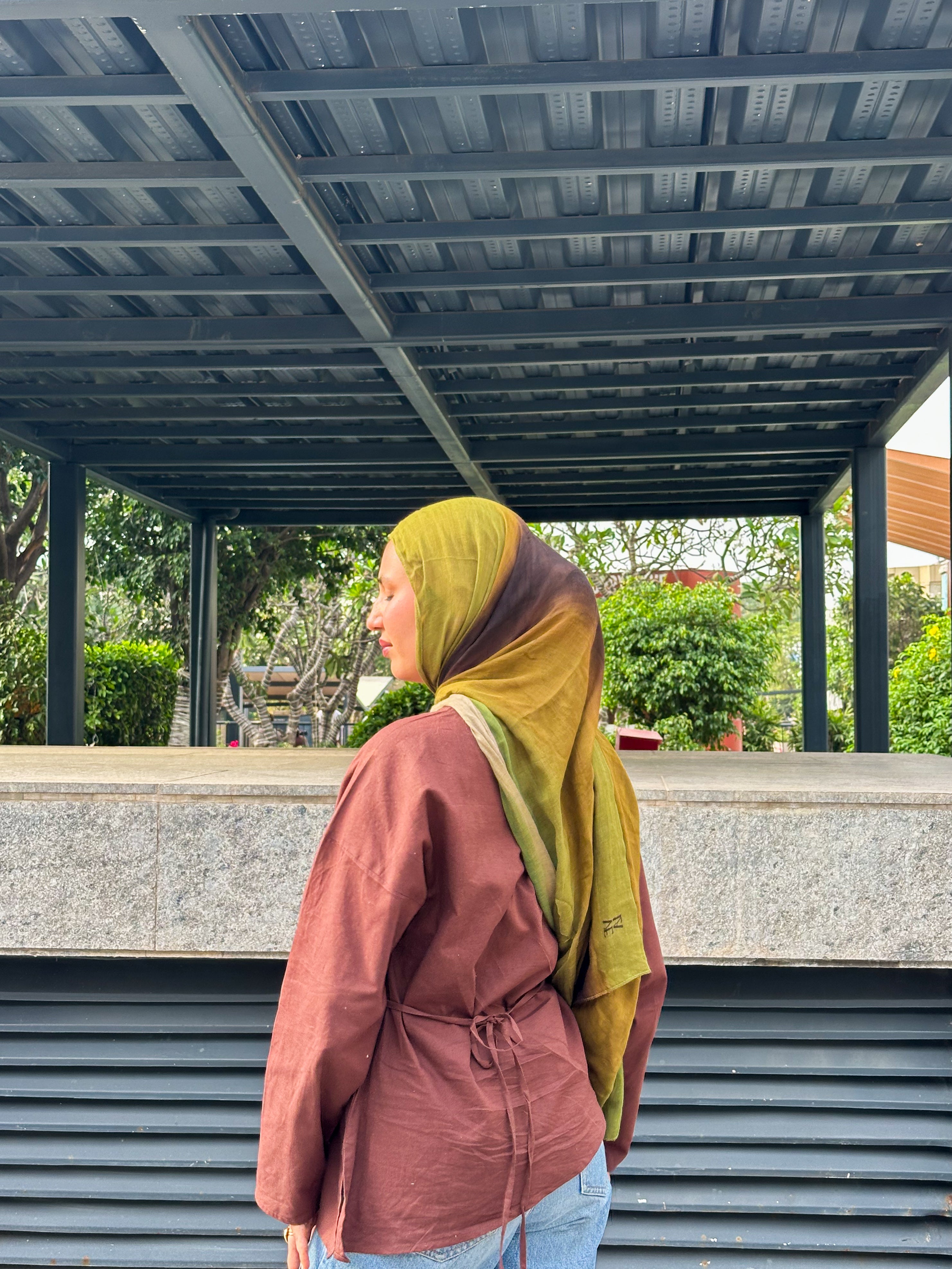 Brown Asymmetrical Top - Adjustable Drawstring