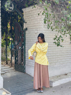 Butter Yellow Asymmetrical Top - Adjustable Drawstring