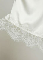 Moonlit Satin Asymmetric Lace Top - Adjustable Drawstring