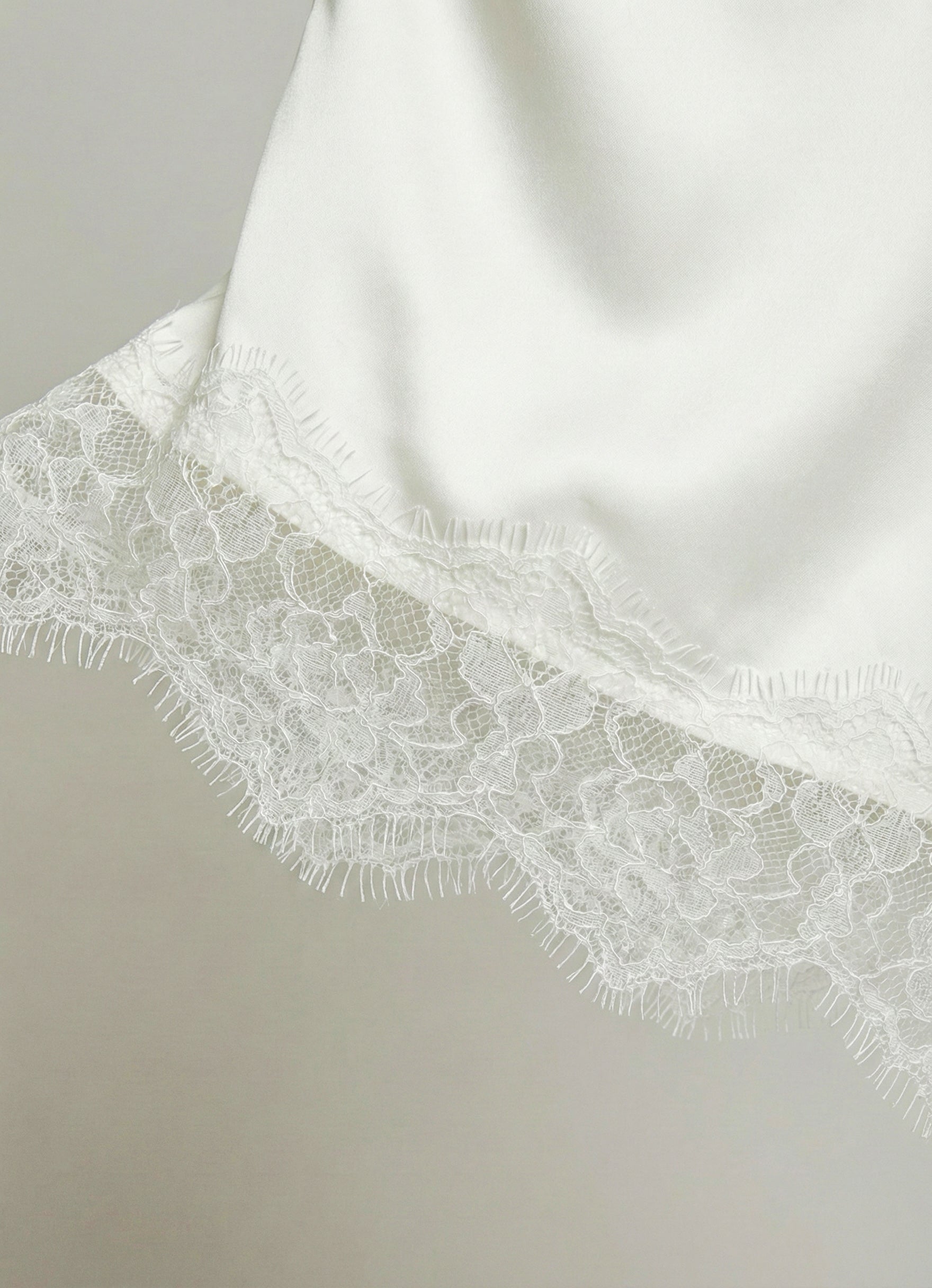 Moonlit Satin Asymmetric Lace Top - Adjustable Drawstring