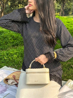 Leena Tunic Lace Top - Polka Asymmetric - Adjustable Drawstring