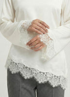 Moonlit Satin Asymmetric Lace Top - Adjustable Drawstring