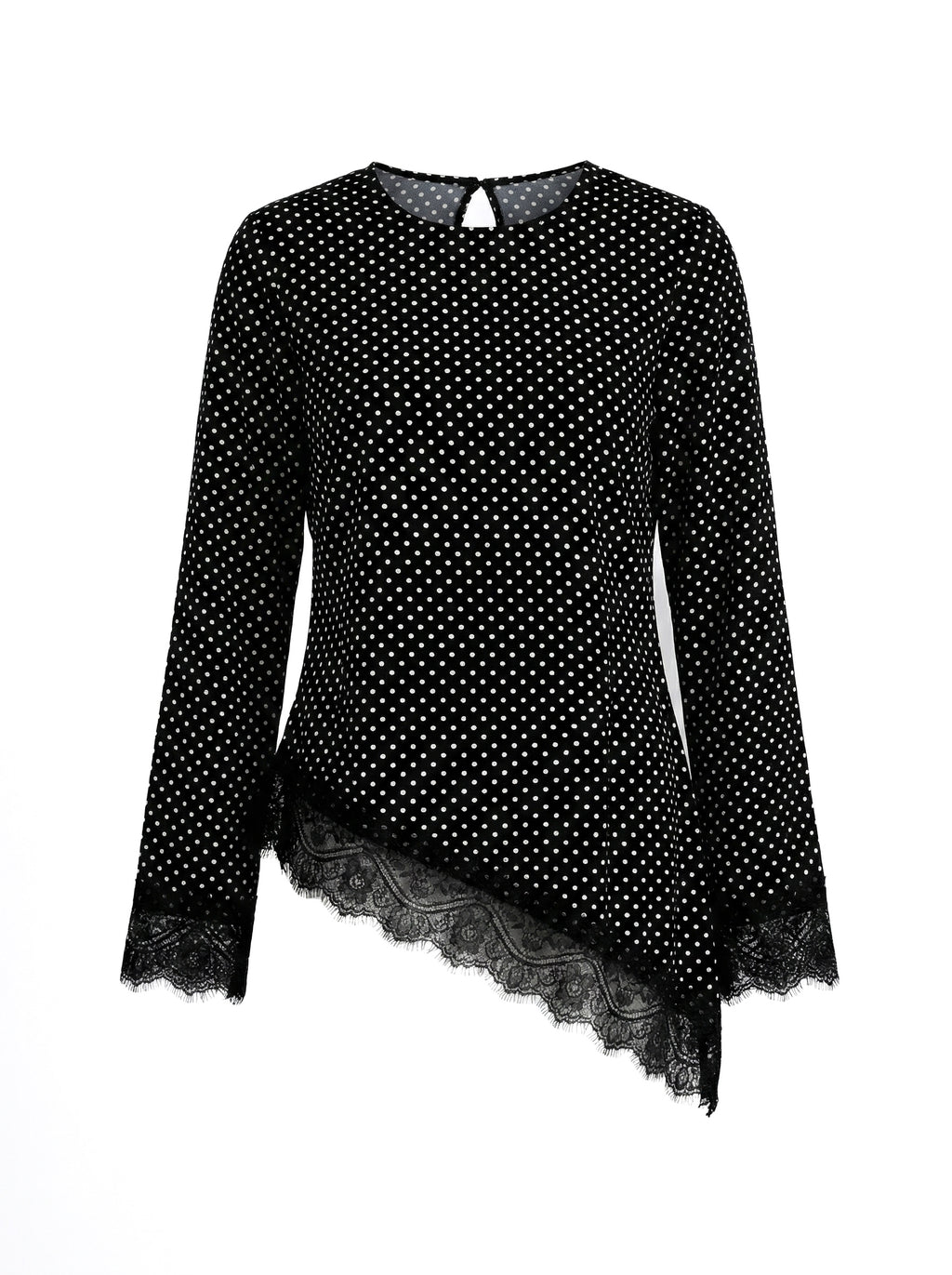 Leena Tunic Lace Top - Polka Asymmetric - Adjustable Drawstring