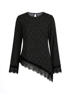 Leena Tunic Lace Top - Polka Asymmetric - Adjustable Drawstring