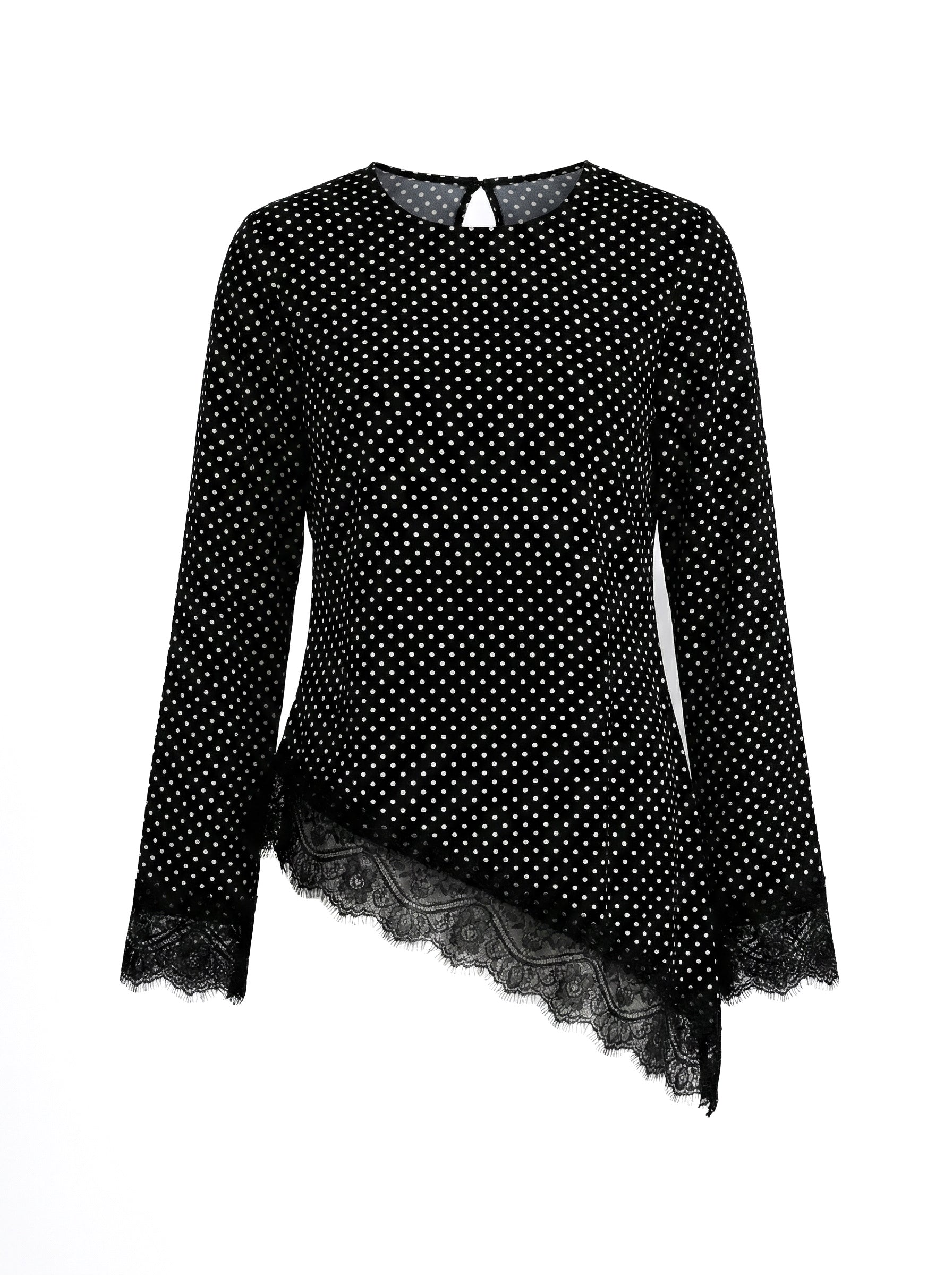 Leena Tunic Lace Top - Polka Asymmetric - Adjustable Drawstring