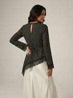 Leena Tunic Lace Top - Polka Asymmetric - Adjustable Drawstring