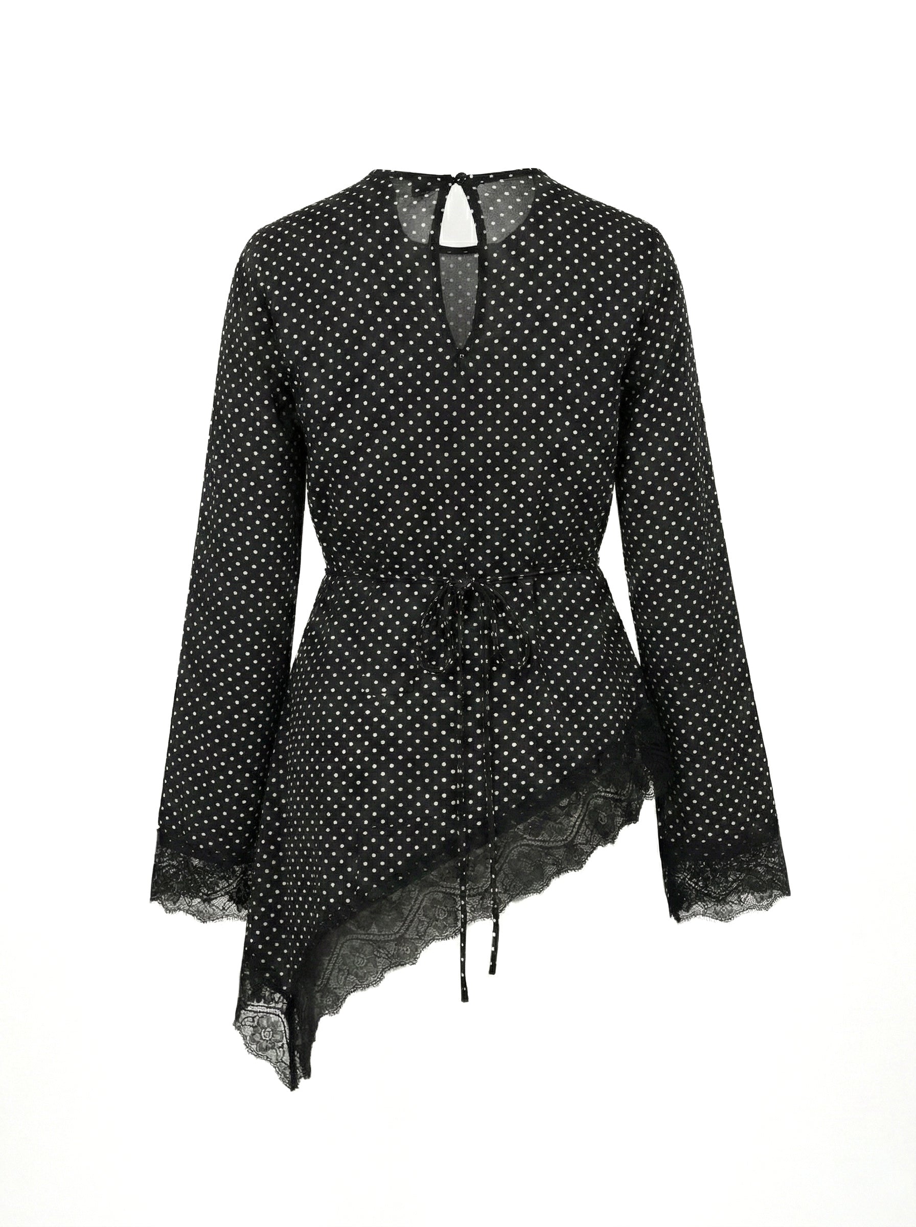 Leena Tunic Lace Top - Polka Asymmetric - Adjustable Drawstring