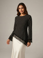 Leena Tunic Lace Top - Polka Asymmetric - Adjustable Drawstring